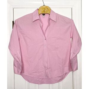 Monrow Women's Poplin Button Down Shirt Pink‎ Small Cotton Blend
